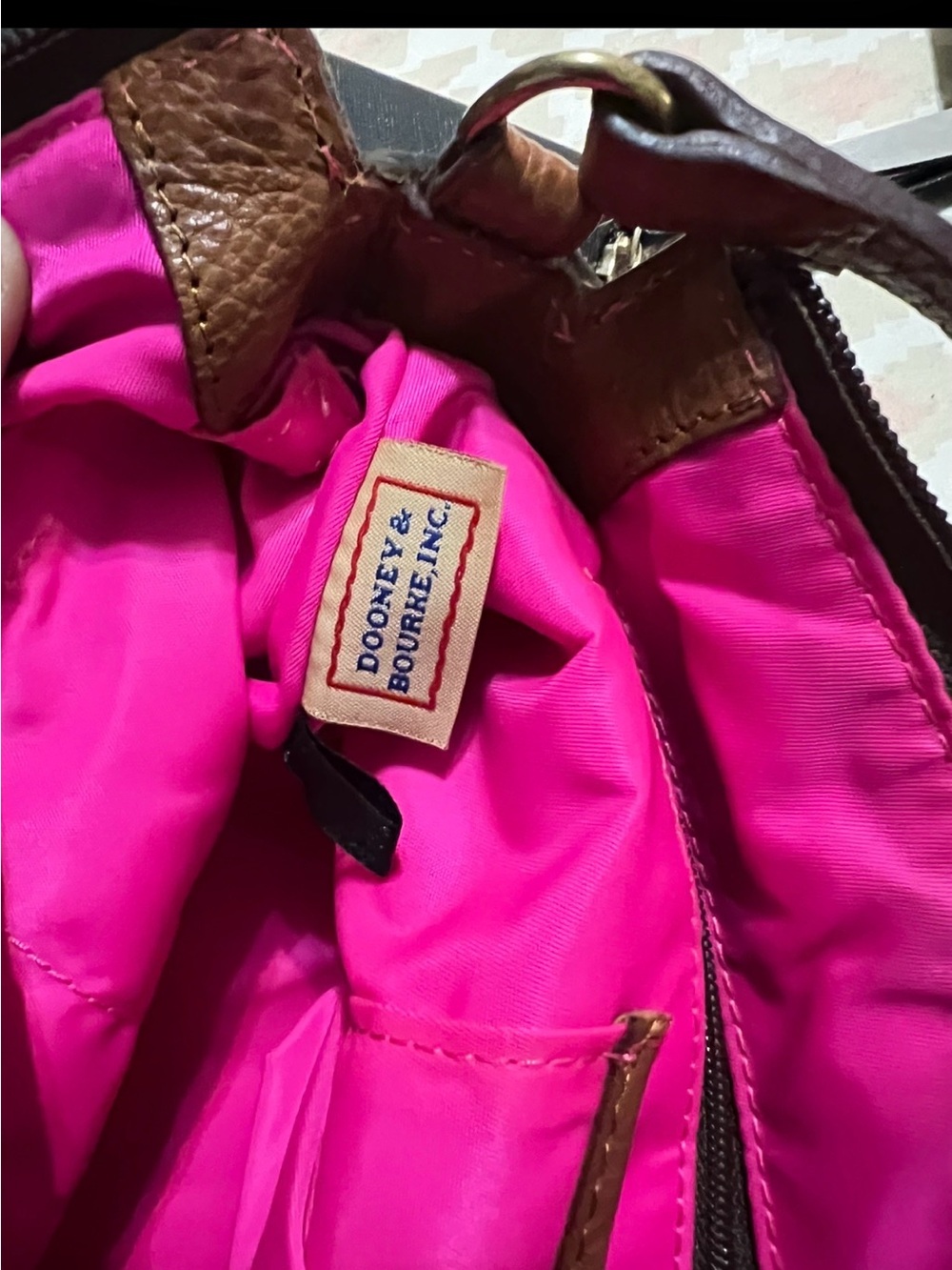 Dooney & Bourke Brown Shoulder Bag with Cream Bird Motif - Picture 3 of 7